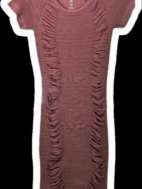 Aura Ribbed Short Sleeve Bodycon Cocktail Dress Keyhole Back Ruched L/XL Sexy